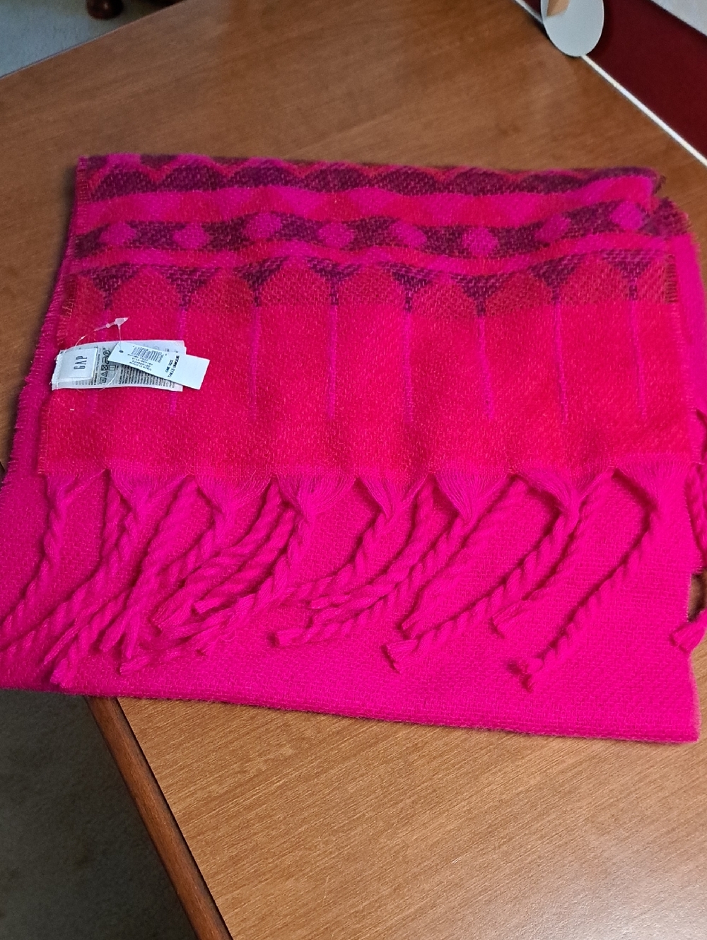 GAP Hot Pink Fringe Wrap Scarf